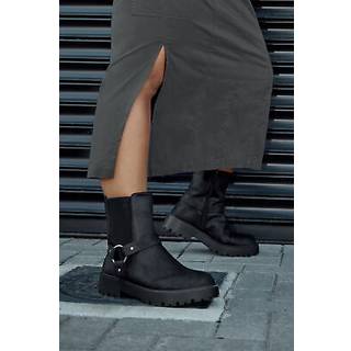 Yours Curve Yours Curve Black Extra Wide Fit Extra Wide Fit Chunky Biker Chelsea Boots