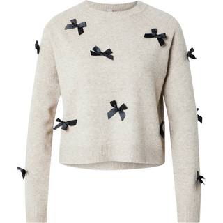 Only - Onlnoelle Life Ls Bow Pullover Knt - 4727803 Beige W. Black Bows