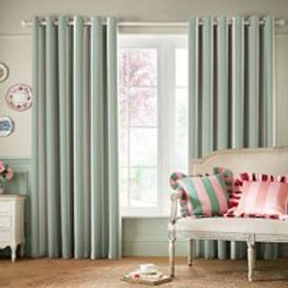 Cath Kidston Cath Kidston Sage Hand Painted Stripe Blackout Eyelet Curtains