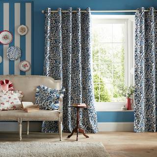 Cath Kidston Cath Kidston Navy Strawberry Garden Blackout Eyelet Curtains