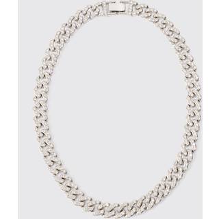 Mens Silver Iced Chunky Chain Necklace