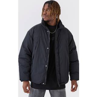 Mens Tall Funnel Neck Padded Jacket In Black