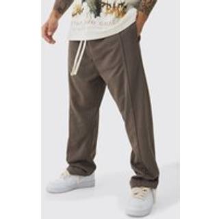 Mens Brown Loose Fit Drop Crotch Loopback Jogger