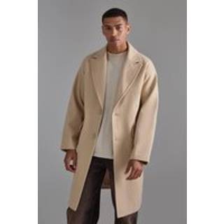 Mens Single Breasted Overcoat In Sand
