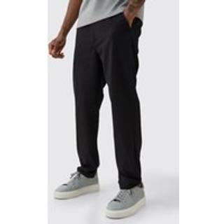 Mens Black Tall Fixed Waist Slim Cropped Chino Trouser