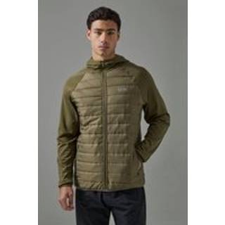 Mens Khaki Man Active Quilted Zip Through Hoodie