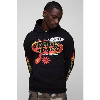 Mens Black Regular Fit Future Speed Graphic Hoodie