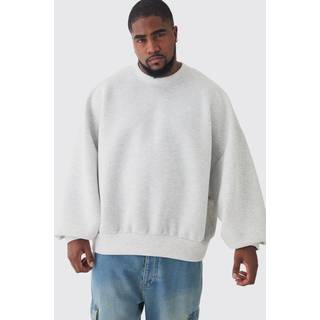 Mens Ash Grey Plus Oversized Marl Scuba Sweat