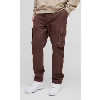 Mens Tall Tapered Fit Cargo Trousers in Chocolate