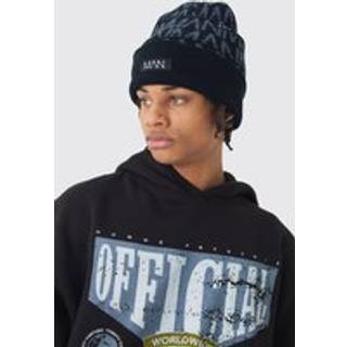 Mens Black All Over Man Dash Tonal Beanie