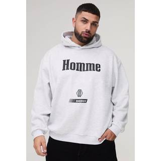 Mens Grey Marl Plus Motorsport Oversized Hoodie
