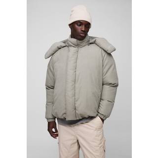 Mens Man Extreme Heavy Padded Hooded Puffer Coat In Stone