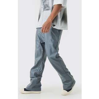 Mens Charcoal Relaxed Flare Pu Carpenter Trousers