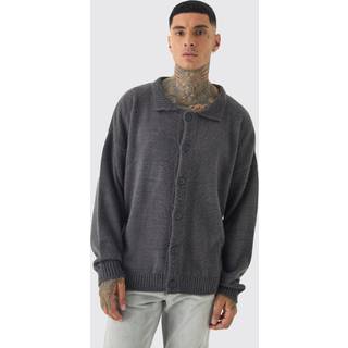 Mens Charcoal Tall Brushed Knit Overshirt