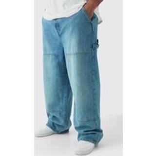Mens Stonewash Plus Relaxed Fit Carpenter Jeans