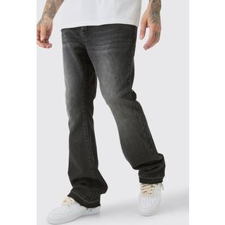 Mens Washed Black Tall Rigid Flare Jeans