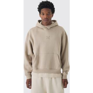 Mens Taupe 330GSM Oversized Boxy M Flocked Hoodie