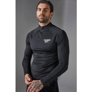 Mens Black Training Dept Muscle Fit Perforated 1/4 Zip