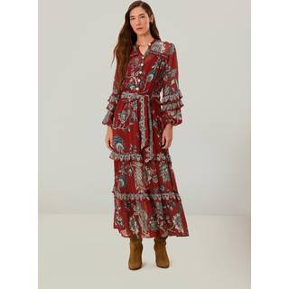 Farm Rio Tropical Landing ruffled maxi dress - red - XS