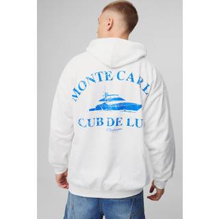 Mens White Oversized Monte Carlo Graphic Hoodie
