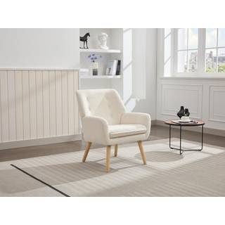 Længestol i hvidt bouclé stofSERINO