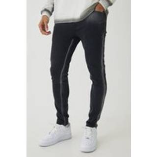 Mens Black Skinny Stretch Washed Jeans