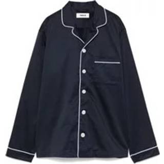 Tekla Sateen Pyjama Shirt Chelsea Navy