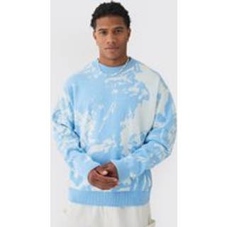 Mens Light Blue Oversized Boxy Renaissance Graphic Knit Jumper