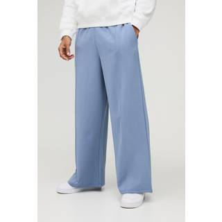 Mens Dusty Blue Extreme Wide Leg Heavyweight Interlock Jogger