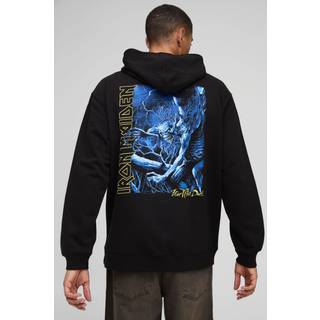Mens Black Oversized Iron Maiden License Hoodie