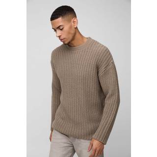 Mens Taupe Oversized Chunky Knitted Jumper