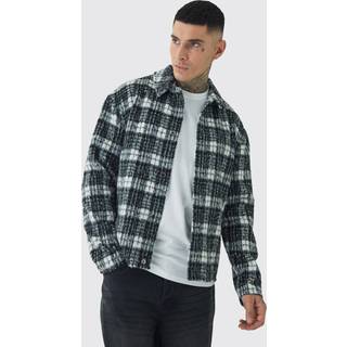Mens Black Tall Brushed Check Overshirt