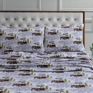 Tribeca Living WiousheetTwxgr Deep Pocket Sheet Set Twin X-Large Winter Outing Grey