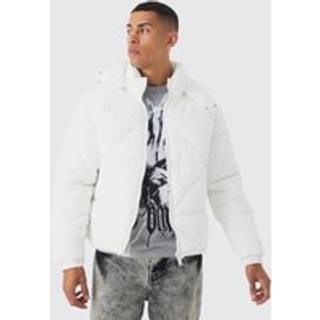Mens Abstract Quilted Puffer In White