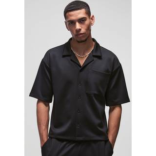 Mens Black Oversized Boxy Scuba Shirt