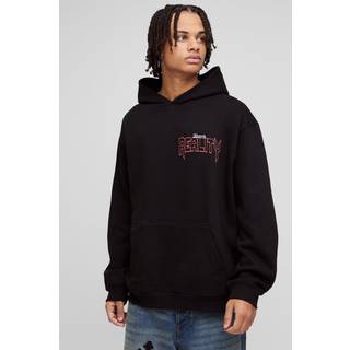 Mens Black Oversized Large Scale Gothic Renaissance Graphic Hoodie
