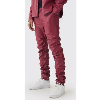Mens Cherry Slim Stacked Pu Trousers