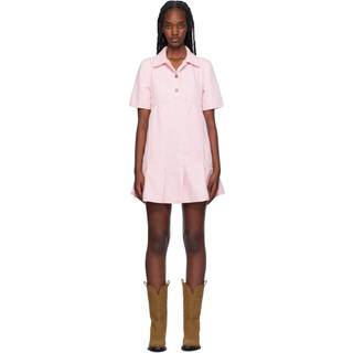 Ganni GANNI | Overdyed Denim Mini Dress Pink | dresses Pink - Størrelse: 36 - Chalk Pink - Pink - 36
