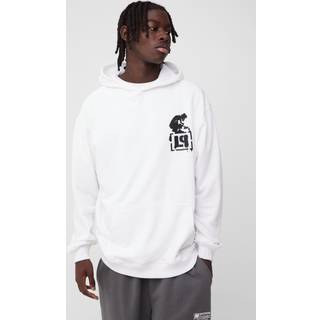 Mens White Oversized Linkin Park License Print Hoodie