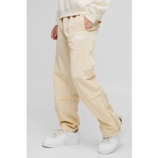 Mens Stone Elasticated Waist Relaxed Nylon Branded Trousers