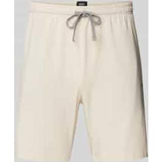 BOSS BOSS Cream Regular Fit Logo Stretch Shorts
