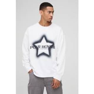 Mens White Oversized Pour Homme Star Graphic Sweatshirt