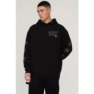 Mens Black Boxy MMXIII Tonal Graphic Hoodie