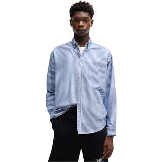 Skjorte med afslappet krave og oversize fit i oxfordbomuld