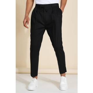 Mens Black High Rise Tapered Crop Tailored Trouser