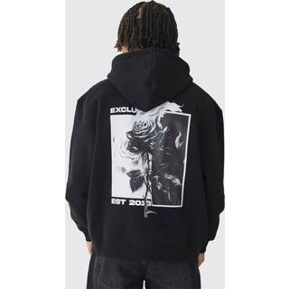 Mens Black Oversized Blurred Branded Print Hoodie