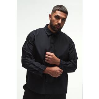 Mens Plus Oversized Fit Oxford Shirt In Black