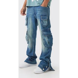 Mens Light Blue Slim Flared Cargo Gusset Jeans