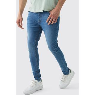 Mens Super Skinny Stretch Jean In Mid Blue