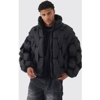 Mens Black Hand Weft Padded Puffer